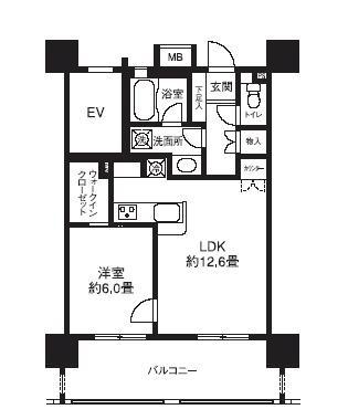 ライオンズシティ白金高輪(1LDK/4階)の間取り写真