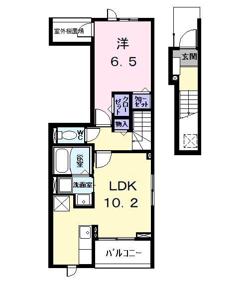 グレイスフル(1LDK/2階)の間取り写真