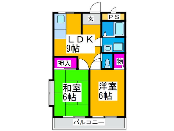 ハイツあかしあ2号館(2LDK/1階)の間取り写真