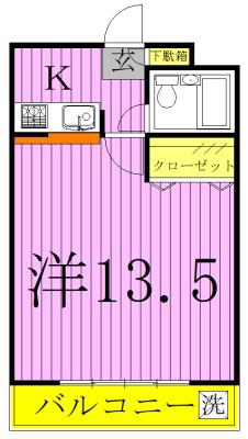 三建ハイツ新松戸II(1K/2階)の間取り写真