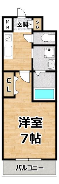 グローリア新北野(1K/5階)の間取り写真