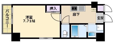 G-CHAINON NARUO(1K/4階)の間取り写真