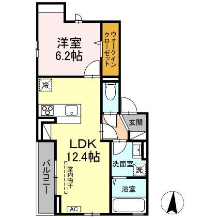 モンペリエ(1LDK/2階)の間取り写真