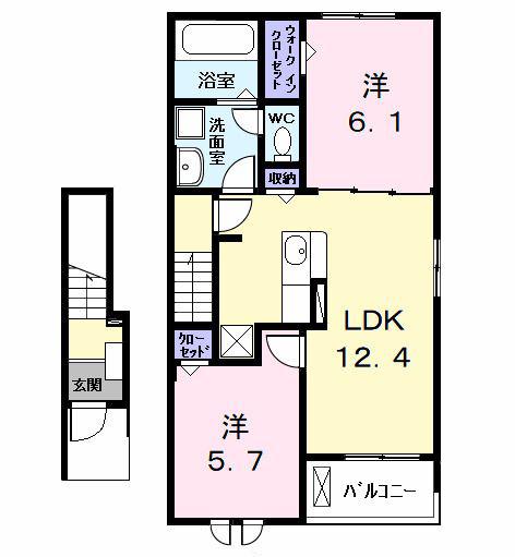 フォルトゥーナIV(2LDK/2階)の間取り写真