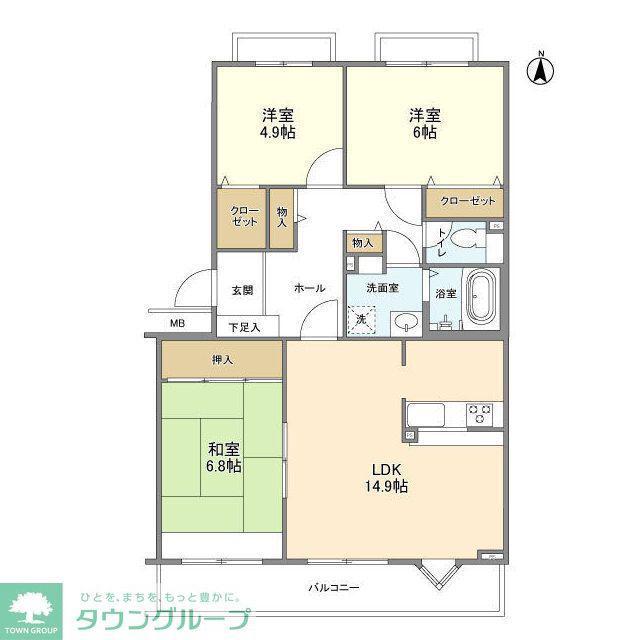 マリネッラ港北(3LDK/2階)の間取り写真