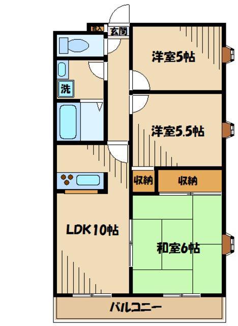 サンデーズII(3LDK/6階)の間取り写真
