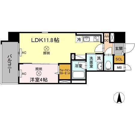 TWIN TOWERS SELINA(1LDK/4階)の間取り写真