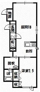 UマークァーIII(1LDK/2階)の間取り写真
