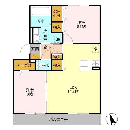 ステラルーチェ(2LDK/3階)の間取り写真