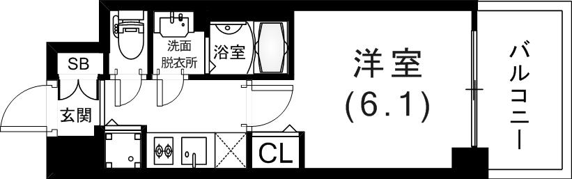 プレサンスジェネ新神戸ステーションフロント(1K/4階)の間取り写真