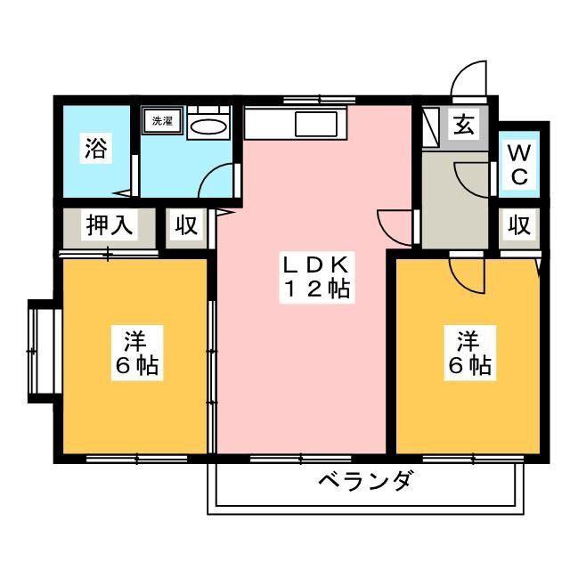 つつじが丘ヒロック第2(2LDK/1階)の間取り写真