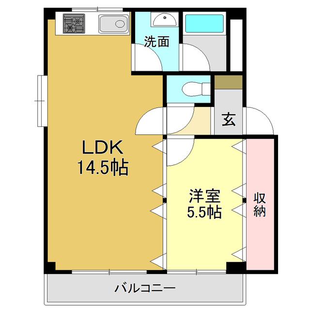 コーポ一宮II(1LDK/3階)の間取り写真