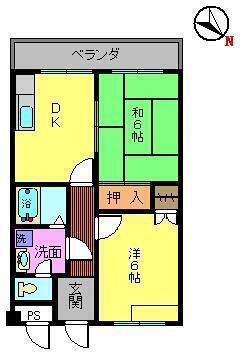 T SサニーコーポI(2DK/1階)の間取り写真