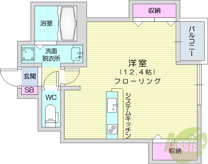 TASSO長町南(ワンルーム/2階)の間取り写真