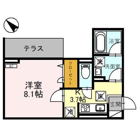 D-ROYAL中央ウエスト(1K/1階)の間取り写真