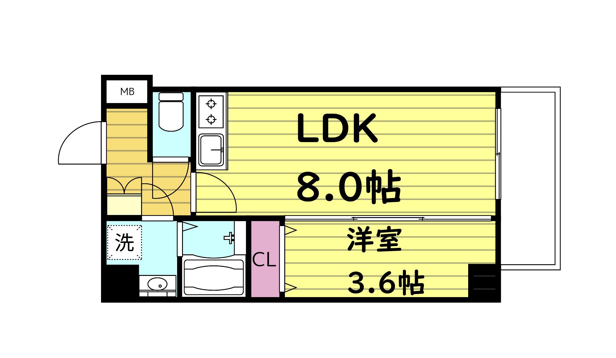 クローバー・レジデンス玉造(1LDK/11階)の間取り写真