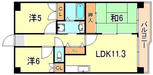 エンゼラート明石(3LDK/2階)の間取り写真
