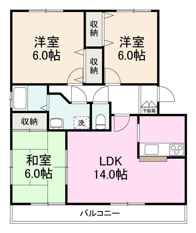 サンテラスI(3LDK/1階)の間取り写真