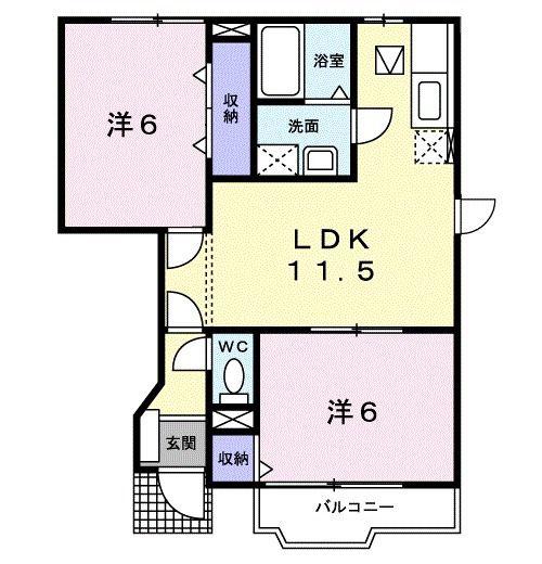 クレストール黒江II(2LDK/1階)の間取り写真