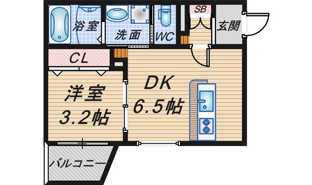 マノワール豊中玉井町(1DK/1階)の間取り写真