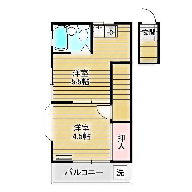 アートハイツI(1K/2階)の間取り写真