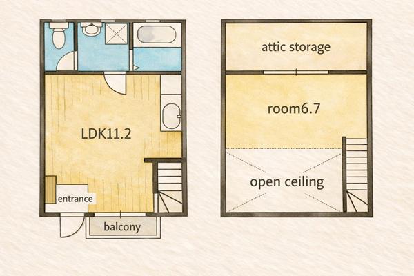 クレール助信(1LDK/1階)の間取り写真
