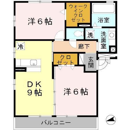 オオセンド東雲(2DK/2階)の間取り写真