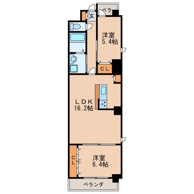 NR新栄(2LDK/9階)の間取り写真