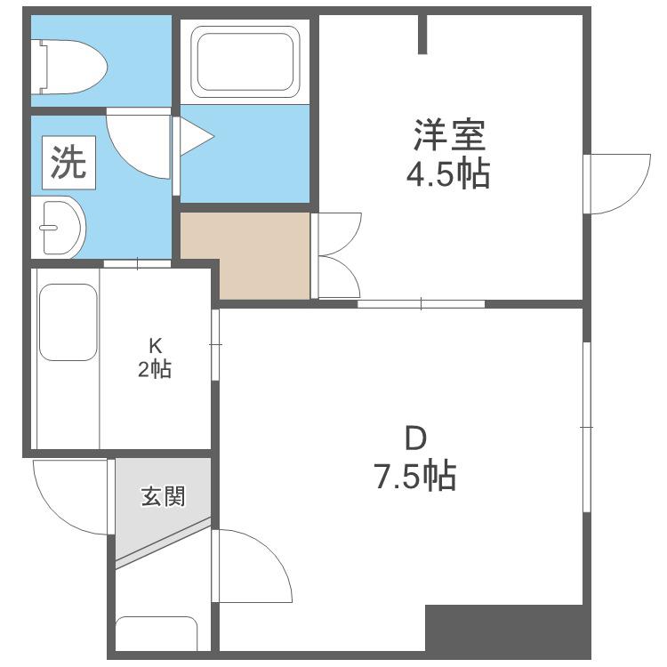アイビル西町北(1LDK/2階)の間取り写真