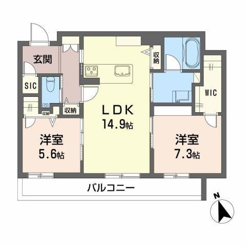 プレミアス赤坂けやき通(2LDK/3階)の間取り写真