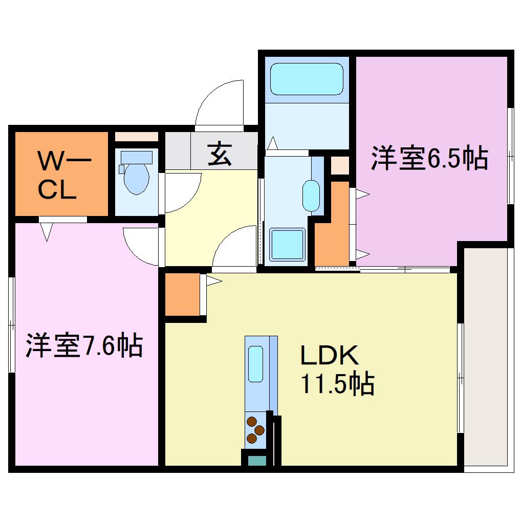 サンフローラ伏見板橋(2LDK/1階)の間取り写真
