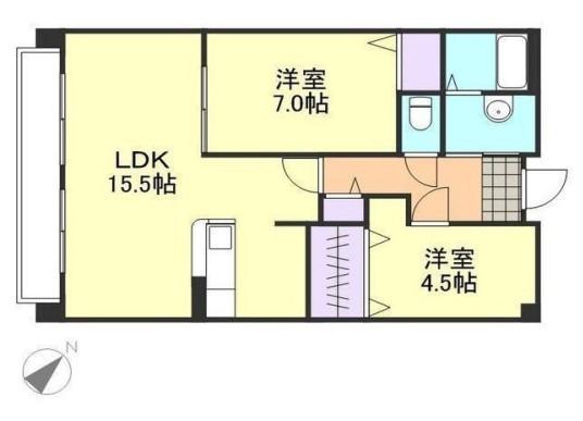 ベルアージュ(2LDK/4階)の間取り写真