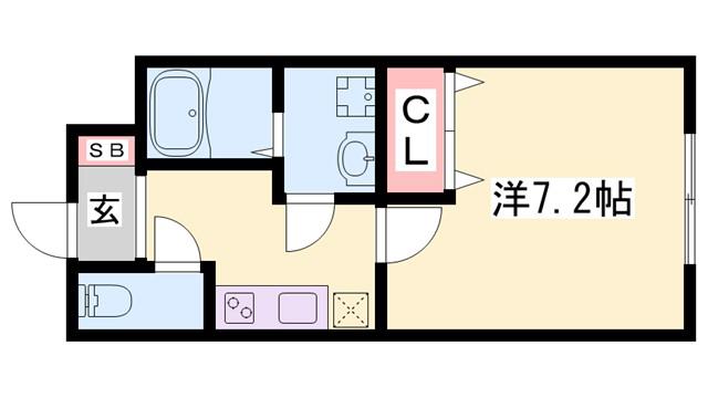 THINKLAND浜の宮(1K/2階)の間取り写真