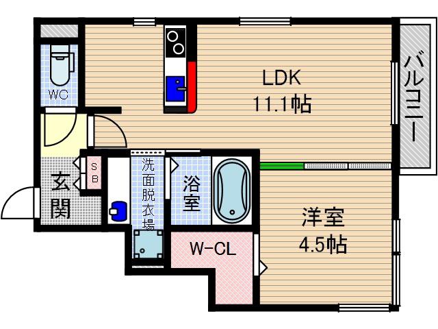 モンシェモワ(1LDK/2階)の間取り写真