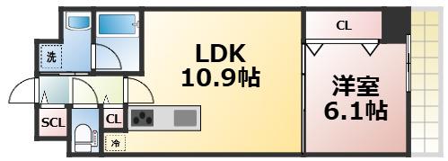 シリウス中央(1LDK/4階)の間取り写真