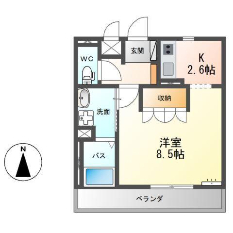 エスポワール(1K/2階)の間取り写真