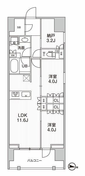 シーズンフラッツ押上フィオーレ(2SLDK/6階)の間取り写真