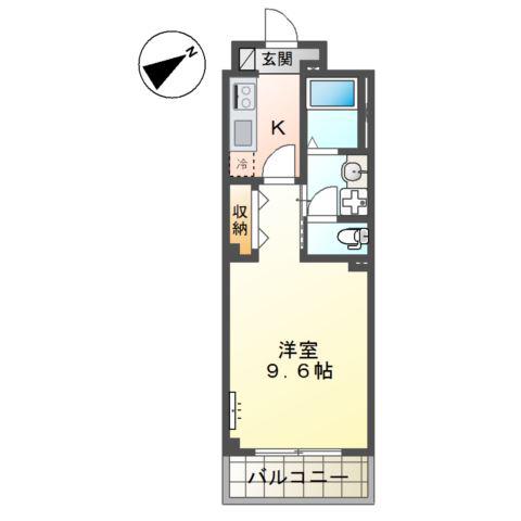 西区五才美町マンション(1K/2階)の間取り写真