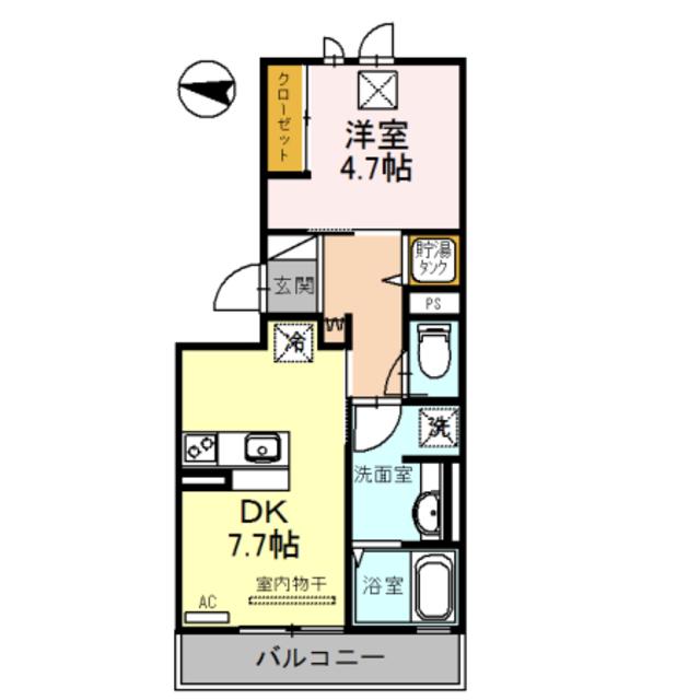 ボーセジュール(1DK/1階)の間取り写真