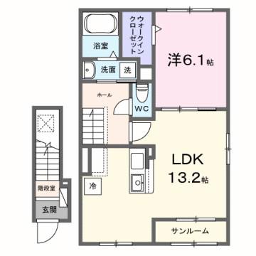 サントーク ヌーヴォー(1LDK/2階)の間取り写真