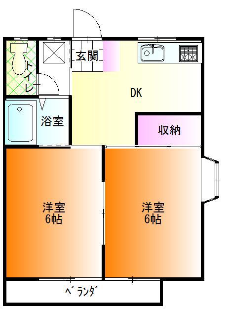天良レジデンス(2DK/1階)の間取り写真