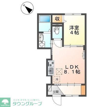アウローラ東豊田(1LDK/1階)の間取り写真