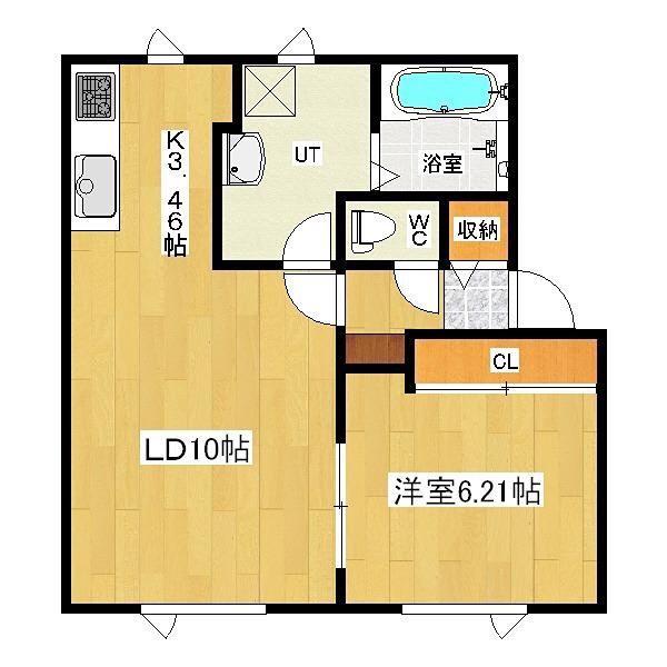 ハイムピアひかり野(1LDK/1階)の間取り写真