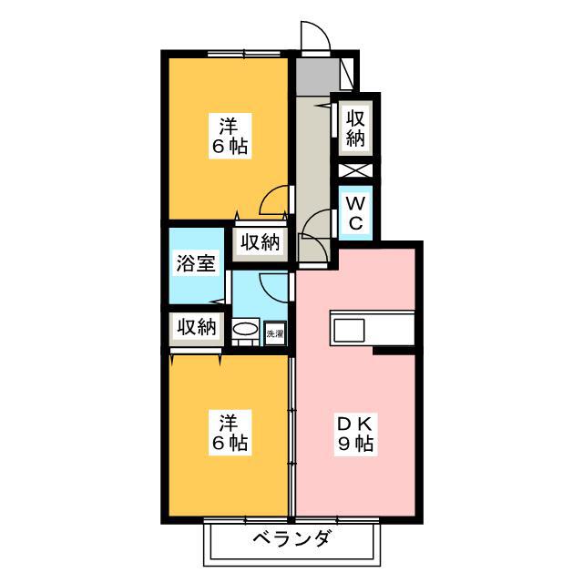 ローズコート加茂(2DK/1階)の間取り写真