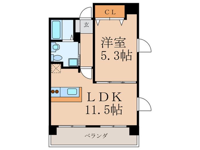 ピースフルハイム行事(1LDK/3階)の間取り写真