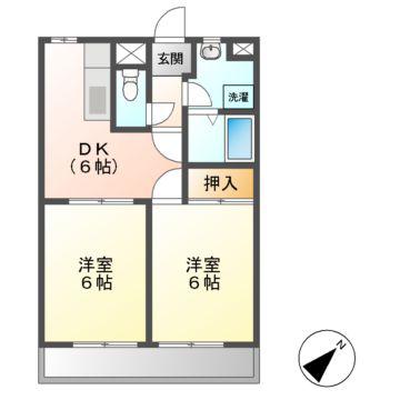 プレシャス(2DK/2階)の間取り写真