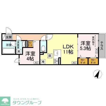 セレスティア上鷺宮II(2LDK/1階)の間取り写真