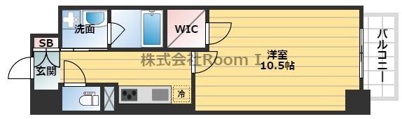 BROU上町台(1K/3階)の間取り写真