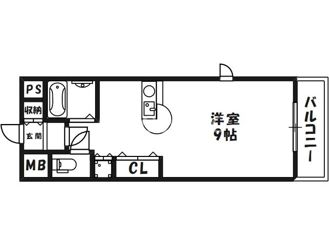 グランピア扇町(ワンルーム/3階)の間取り写真
