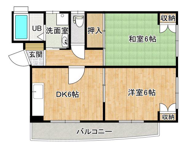 オーシャンシティ(2DK/2階)の間取り写真